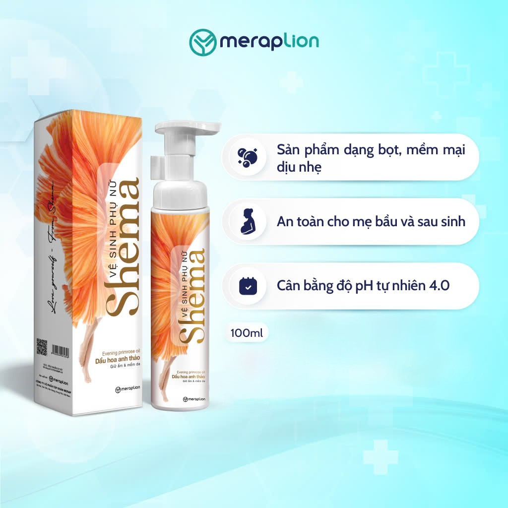 Bọt vệ sinh phụ nữ SHEMA 100ml giúp làm sạch dịu nhẹ, dưỡng ẩm và phục hồi làn da vùng nhạy cảm - T302105002