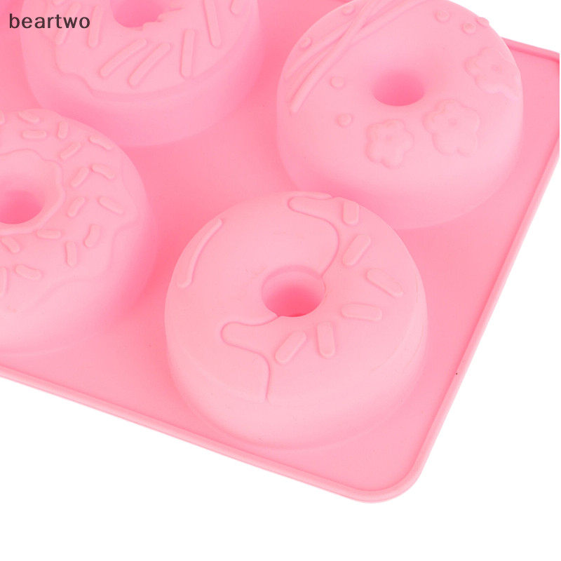 < Beartwo > Khuôn Bánh rán silicon 6 khoang Khuôn sô cô la Bánh ngọt Bánh mì Khuôn làm bánh tráng miệng chống dính DIY Khay nướng bánh Donut Dụng cụ làm đẹp