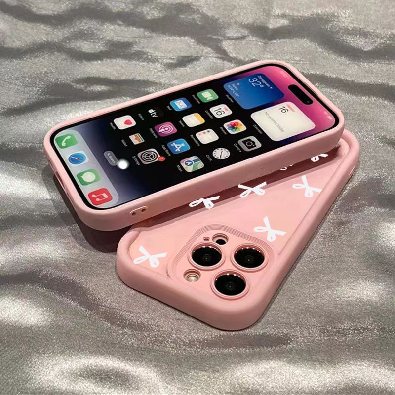 Vỏ Tương Thích Cho iPhone 16 11 12 13 14 15 Pro Max 16e iPhone XR X XS Max 13 12 Mini 7 8 Plus SE2 Graffiti Hoạt Hình Dễ Thương Nơ Tiếng Anh Silicon Mềm Mờ Chống Sốc