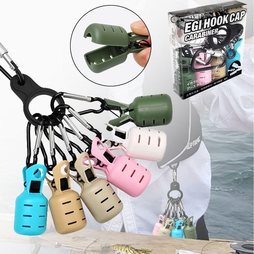 CQCJ Set 6 Dụng cụ Mực Jig với Carabiner bảo vệ mồi câu cá thực tế