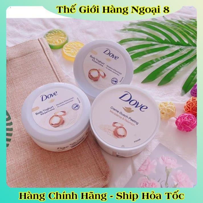 Tẩy tế bào chết, tẩy da chết body DOVE và dưỡng thể body nội địa Đức, Đủ Bill và Review