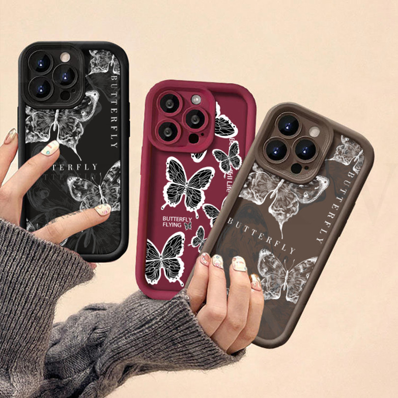 Ốp Điện Thoại Bướm Đen Sơn Sáng Tạo Cho Redmi K40 K20 K30 Pro Zoom K40 Gaming K30 Ultra K40S Redmi Note 8 Pro Phổ Biến Ốp Mềm Chống Rơi Mờ Mới Nhất