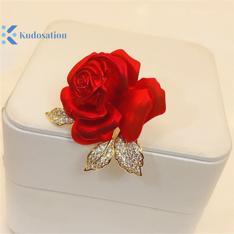Kudosation Tính Khí Hoa Hồng Đỏ Thổ Cẩm Cao Cấp Phù Hợp Với Phụ Kiện Chân Thiết Kế Trâm Cài