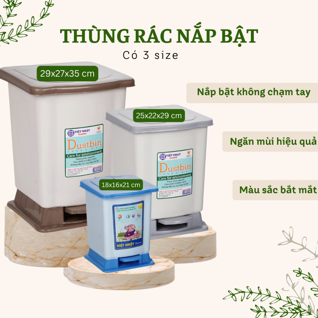 Thùng rác nhựa, thùng đựng rác có nắp Việt Nhật