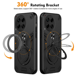Dành Cho Tecno Camon 30 4G / 5G Ốp điện thoại Kim Loại Giá Đỡ Nhẫn Đế Mềm TPU Cạnh Cứng PC Mặt Sau Chống Sốc Mỏng Vỏ