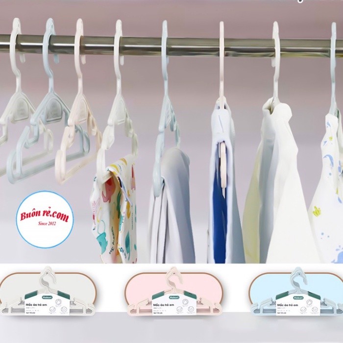 Set 10 móc treo quần áo trẻ em Hokori cao cấp (2830) nhựa Việt Nhật -Mắc nhũ treo quần áo, móc phơi đồ  -Buôn rẻ 01461 B
