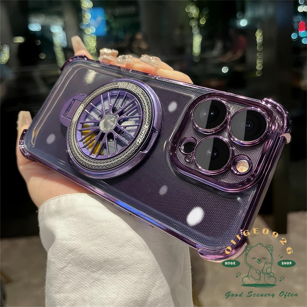 【 Ốp lưng iphone16 】 Mạ giá đỡ con quay hồi chuyển chống rơi Vỏ điện thoại iphone16 Pro MAX 15 14 13 12 11 cho vỏ iPhone XR / XS MAX Vỏ mềm silicon TPU chống sốc
