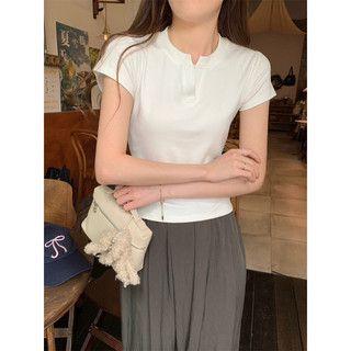 Áo Babytee Cổ Trụ Tàu Tay Ngắn Nữ Ôm body Tôn Dáng