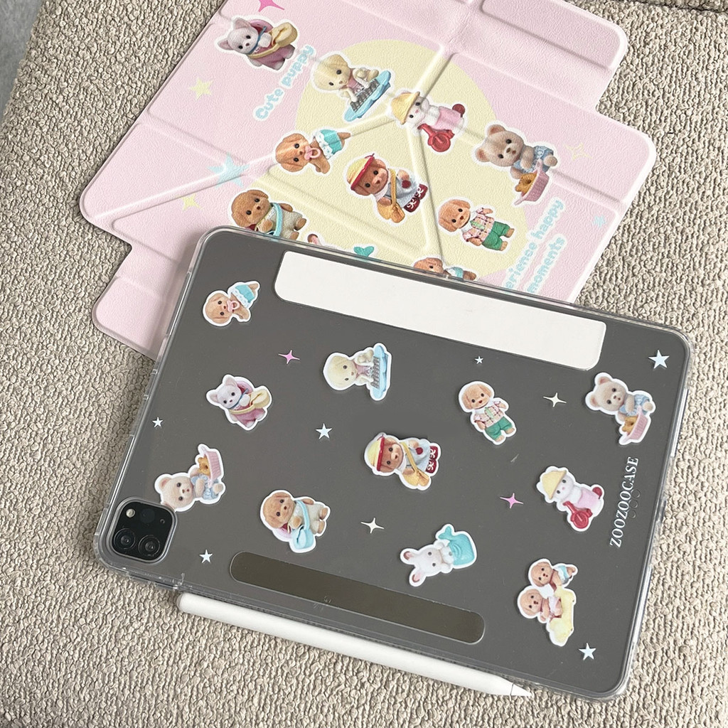 Vỏ Có Thể Tháo Rời Cho Mini6 Mini7 IPad 5 6 7 8 9 10th Air2 Air3 Air4 Air5 Air6 10.9 "Pro10.5 Pro11 Pro12,9 2018 A16 Air M2 Pro M4 11 13 2024 Bao Da Họa Tiết Chó Con Dễ Thương