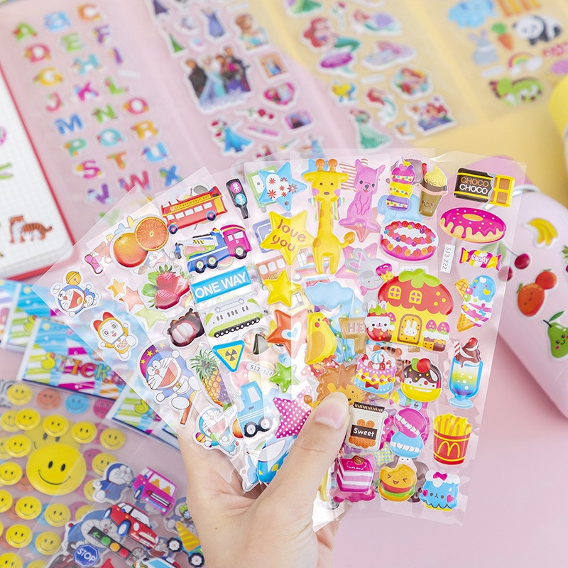 ( Tặng ngẫu nhiên) Sticker 3D nổi trang trí sổ sách, bình nước, điện thoại chống thấm nước