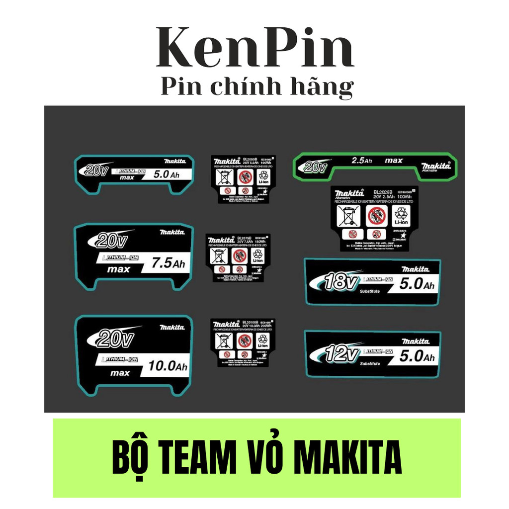 Bộ tem trang trí bảo vệ vỏ pin chống sốc Makita 18v KENPIN T04 | Shopee ...