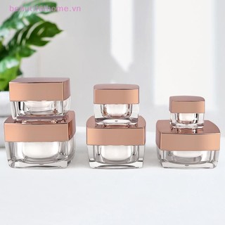 [Beautifulhome] Bình kem mặt rỗng vuông 5-50g Hộp đựng mỹ phẩm di động Chai mẫu Acrylic cho du lịch Thẩm mỹ viện Vật liệu đóng gói [làm đẹp]