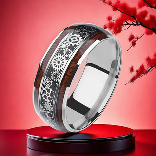 T Nhẫn Thép Titan Không Phai Màu Thời Trang Nam Hợp Thời Trang Độc Đáo Phong Cách Mỹ Giải Nén Xoay Bánh Răng Cao Cấp Mỡ Tay Plus Béo Plus Kích Thước 10.16