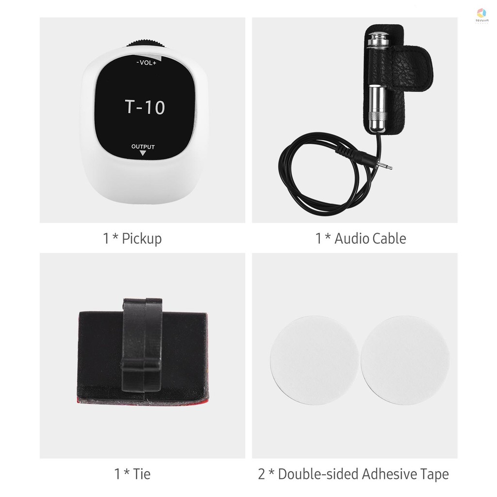 Piezo Pickup Đa Năng Không Khoan Tự Dính Pick-up Giao Diện Âm Thanh 6.5 Mm Cho Loa, Bán Đa Năng Cho Đàn Guitar Ukulele Violin Mandolin Banjo Erhu Guzheng Pipa