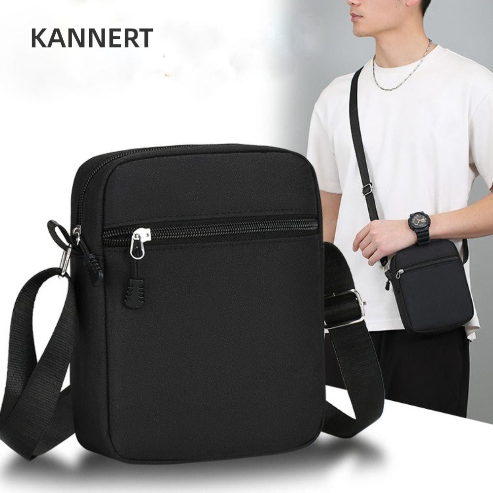 Túi đeo vai KANNERT, Túi đeo chéo Mini màu đen, Gói thắt lưng bền cho nam