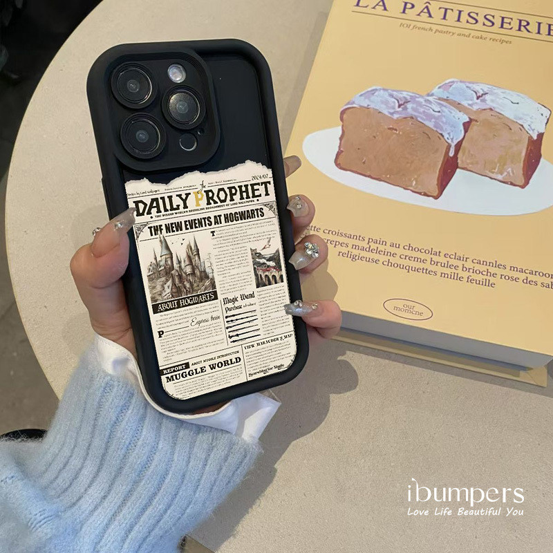ibumpers Ốp Điện Thoại iPhone Harry Potter Daily Prophet Pattern Ốp Lưng Dày Dặn Silicon Mềm Chống Rơi Chống Sốc Cho IPhone 16 15 14 12 13 11 Pro Max IP 7 8 Plus X XS XR