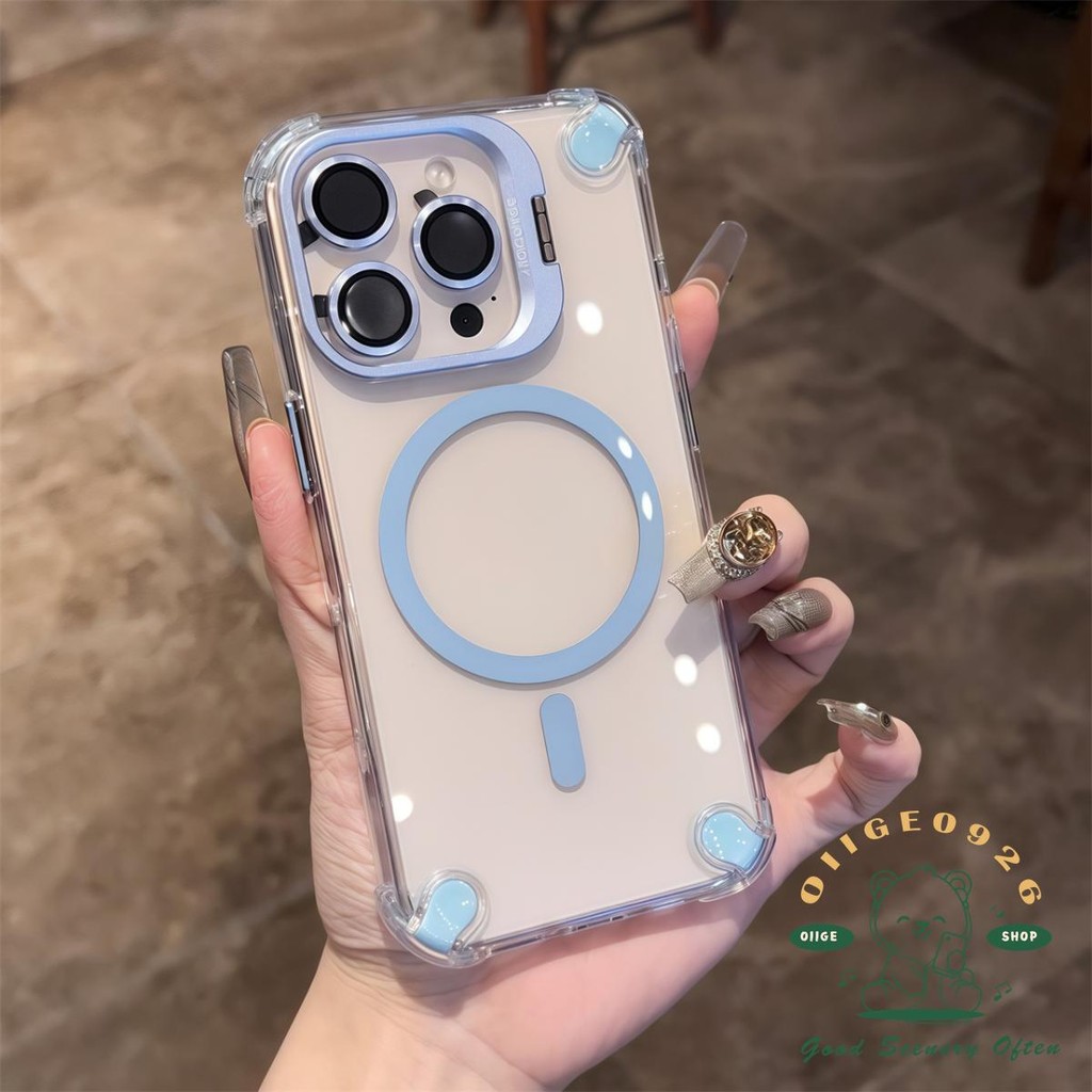 Túi khí từ tính Giá đỡ ống kính kim loại Vỏ điện thoại iphone16 Pro Max 15 14 13 12 11 vỏ cho vỏ iPhone Vỏ mềm silicon TPU chống sốc