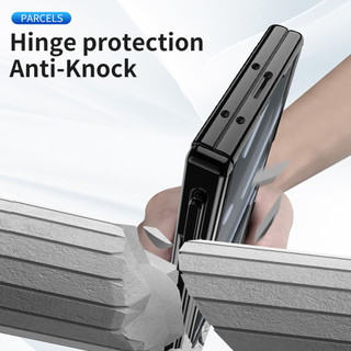 Có Bút Cảm Ứng Cho Samsung Galaxy Z Fold 7 6 5 4 3 Ốp Lưng Từ Tính Đôi Bản Lề Bút Khe Cắm Giá Đỡ Mạ Rõ Ràng Vỏ PC Kính Trước