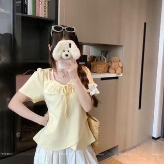 [Áo thun tay phồng phong cách Hàn Quốc nhiều màu cảm giác nữ tính] Áo cỡ lớn dành cho nữ Áo sơ mi nhỏ thông thường thiết kế không đều Áo thun ngắn tay nữ mùa hè béo mm dáng rộng mỏng hơn Vỏ bọc thịt Áo hơi béo cỡ lớn dành cho nữ