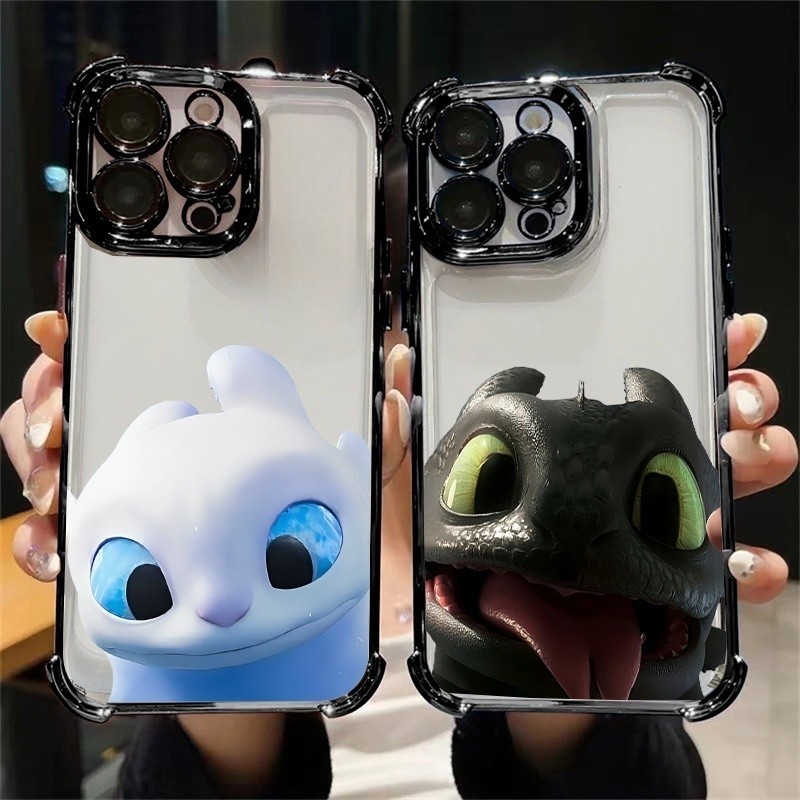 Ốp Lưng Cho Xiaomi Redmi Note 14 Pro Plus 5G 9 10 11 12 13 Pro 10S 11S 14C 12C 10C 9A Vỏ Điện Thoại Di Động Cách Huấn Luyện Rồng Cặp Đôi Dễ Thương Răng Fury Rõ Ràng Chống Rơi