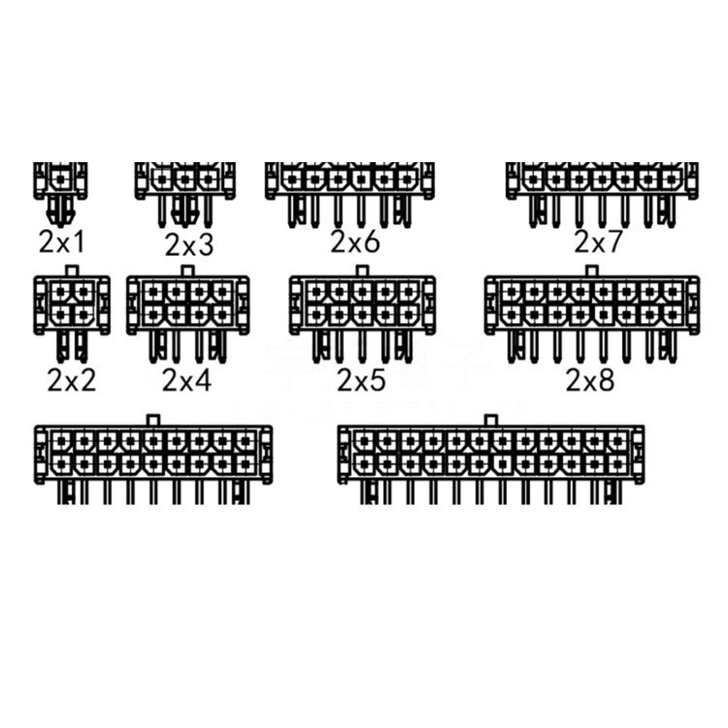 43045 Ổ cắm chốt cong MX3.0mm Đầu nối hàng đôi 43025 Ổ cắm chốt thẳng 2 * 2 / 3 / 4 / 5 / 6 / 8P