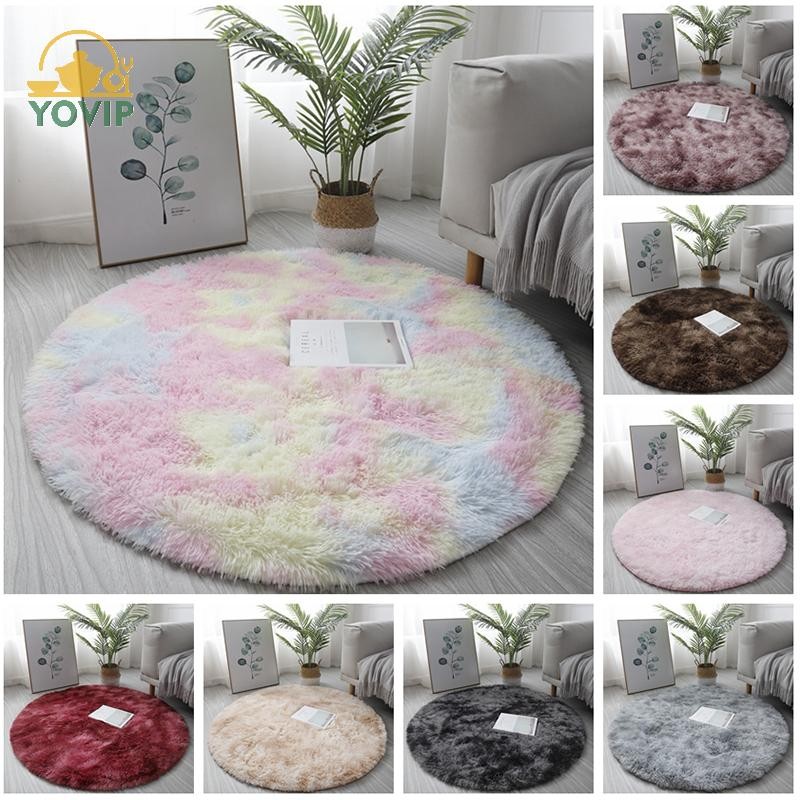 YOVIP Sang Trọng Tròn Mềm Mại Giả Da Cừu Khu Vực Thảm Len Có Thể Giặt Thảm Đầu Giường VN