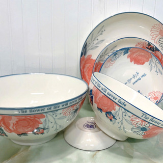 Bộ Tô, Đĩa Sứ Họa Tiết Bông 48 Sang Trọng, Đồ Sứ Decor Cao Cấp - Phương Trang