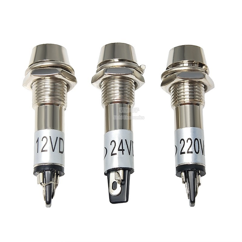 XD8-1 Công suất nhỏ Tín hiệu làm việc Đèn báo kim loại Lỗ mở 8MM Đỏ / Xanh / Vàng 12V24V220V