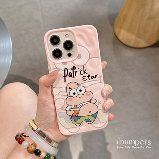 ibumpers Ốp Điện Thoại iPhone Playful Patrick Star Họa Tiết Cho IPhone 11 12 13 14 15 16 Pro Max Ốp Lưng Thiên Thạch Màu Kẹo Silicon Mềm Chống Sốc