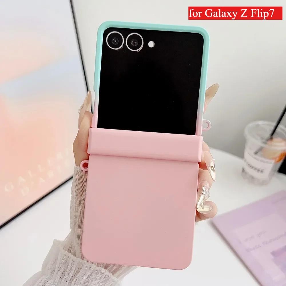 Ốp Lưng Va Chạm Màu Mờ Sang Trọng Cho Samsung Galaxy Z Flip 7 6 5 4 3 5G Zflip7 Gradient Hai Màu Cứng Bản Lề Bảo Vệ Vỏ Chống Sốc