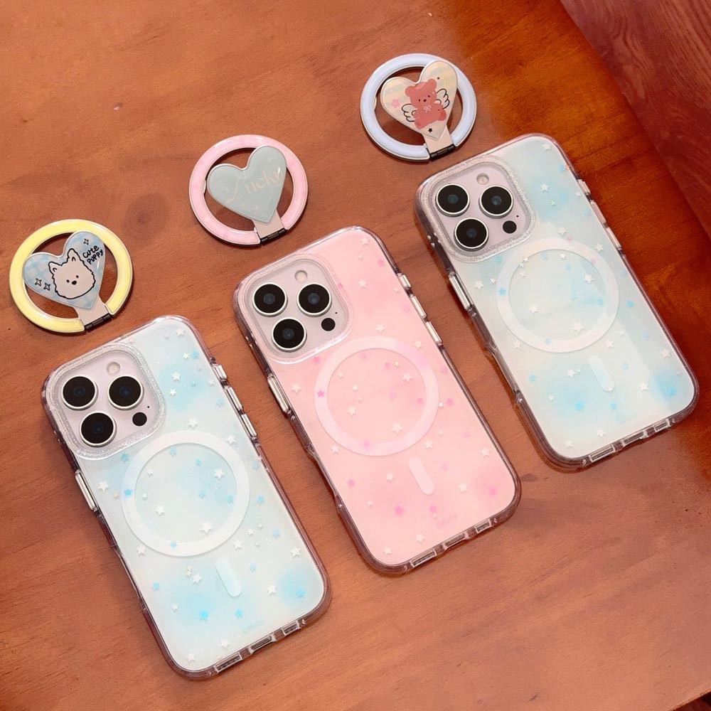 Ốp Lưng Cứng Tương Thích Với iPhone 13 13Pro 13ProMax 14 14Pro 14ProMax 15 15Pro 15ProMax 16 16Pro 16ProMax 17 17Pro 17ProMax Ốp Nam Châm Họa Tiết Ngôi Sao Blushing