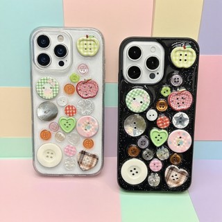 Vỏ điện thoại nút chặn màu epoxy macaron thời trang cho iPhone 16 15 14 13 11 12 Pro Max
