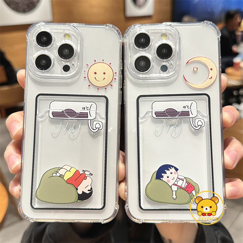 Vỏ đựng thẻ Crayon Shin-chan cho Xiaomi 14T 14 13T 13 12T 12 12X 12S Pro Ultra Mi 11 Lite Poco C75 C65 C40 C31 5G 4G Vỏ điện thoại dạng ví mềm Maruko dễ thương