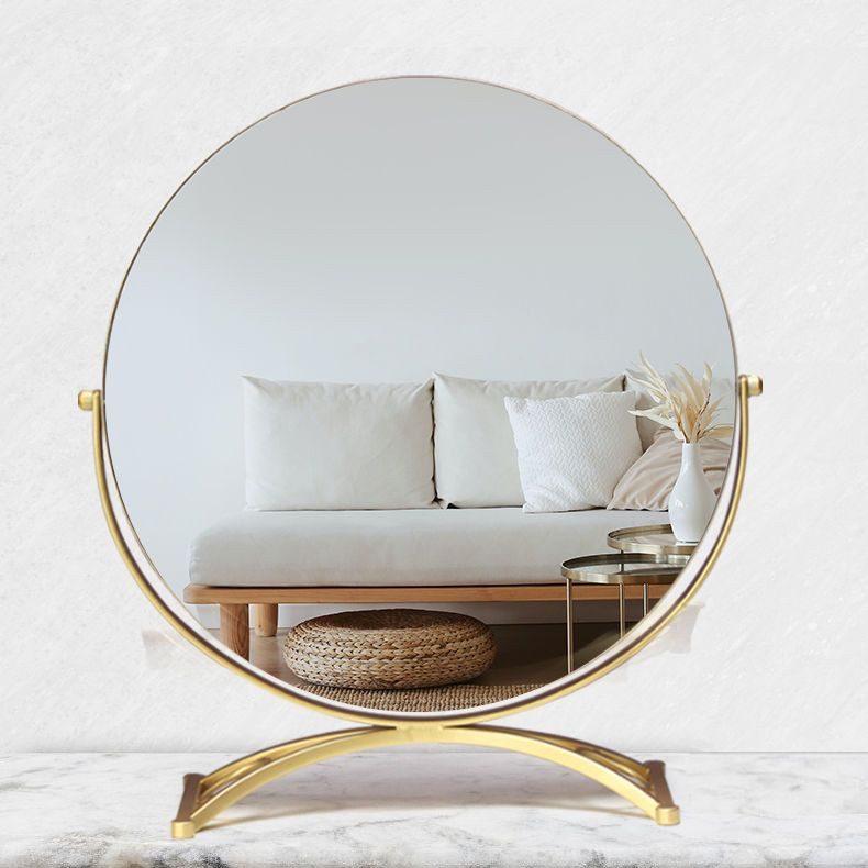 Gương Trang Điểm, Để Bàn Đơn Giản Vanity Bàn Xoay Phòng Ngủ Nhà Phong Cách Châu Âu Gương Tròn Lớn
