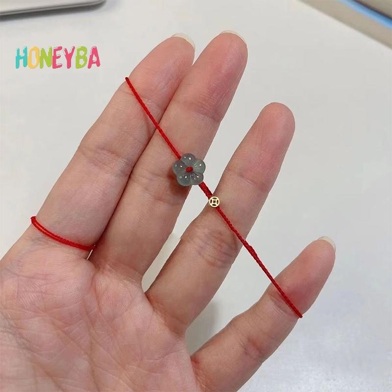 < Honeyba > Vòng tay dây hoa phong phú may mắn sáng tạo thời trang dành cho nữ Vòng tay bện thủ công có thể điều chỉnh Trang sức Quà tặng cặp đôi