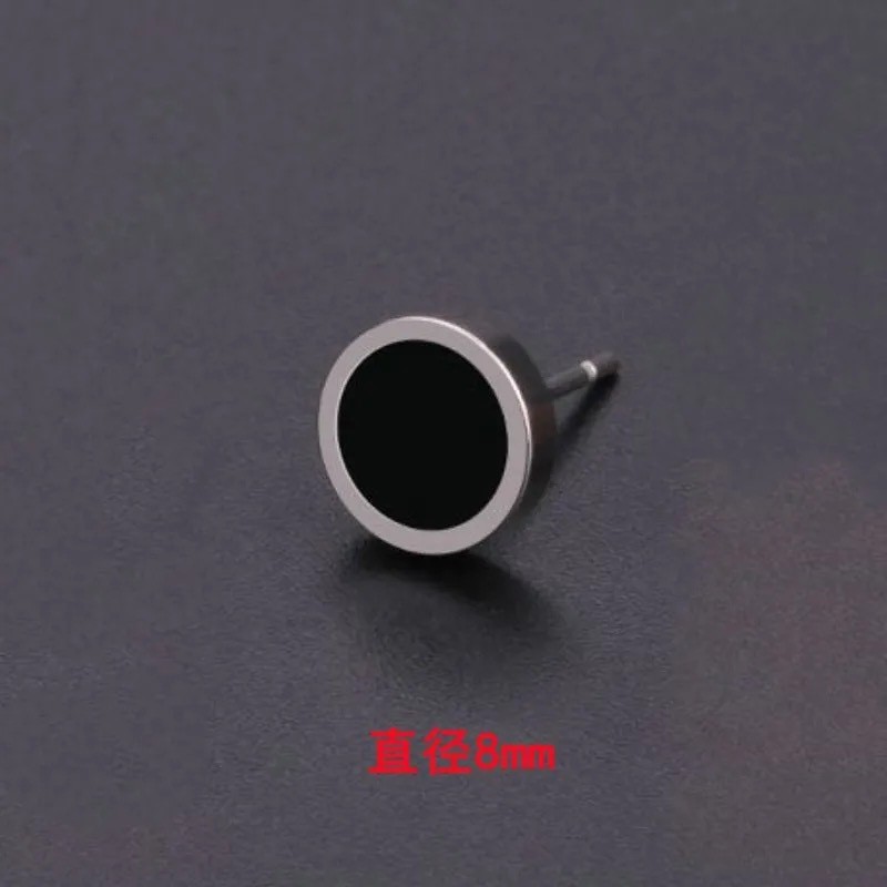 Bộ bông tai thép titan bóng đen nhỏ, thiết kế đơn giản độc đáo cho nam