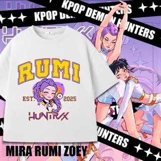 Áo thun tay ngắn thiết kế K-pop Demon Hunters với hình ảnh nhân vật Rumi, Mira, Zoey