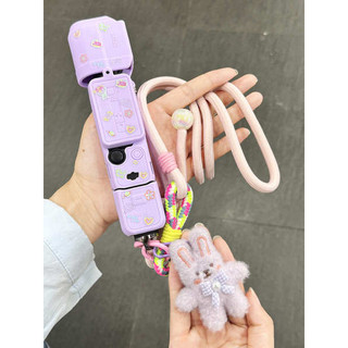 Thích hợp cho DJI pocket3 Vỏ bảo vệ Osmo Dây buộc dễ thương Gimbal Thân máy ảnh Vỏ bảo vệ bằng silicon Màn hình ống kính Vỏ lật Chống sốc Chống va chạm Chống trầy xước Túi lưu trữ Vỏ đứng