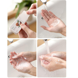 Máy tính bảng xà phòng di động du lịch, giấy xà phòng làm sạch dùng một lần, tờ giấy xà phòng rửa tay ngoài trời