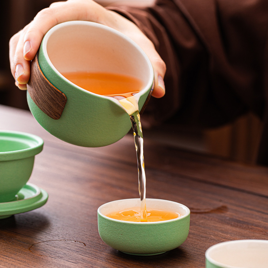 ✨Bộ trà du lịch di động Một nồi Hai cốc có túi Bộ trà Kung Fu giải trí