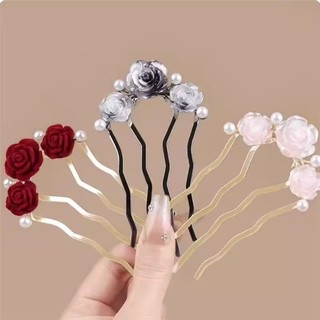 Lược bốn răng ngọc trai hồng đỏ, phong cách cổ điển