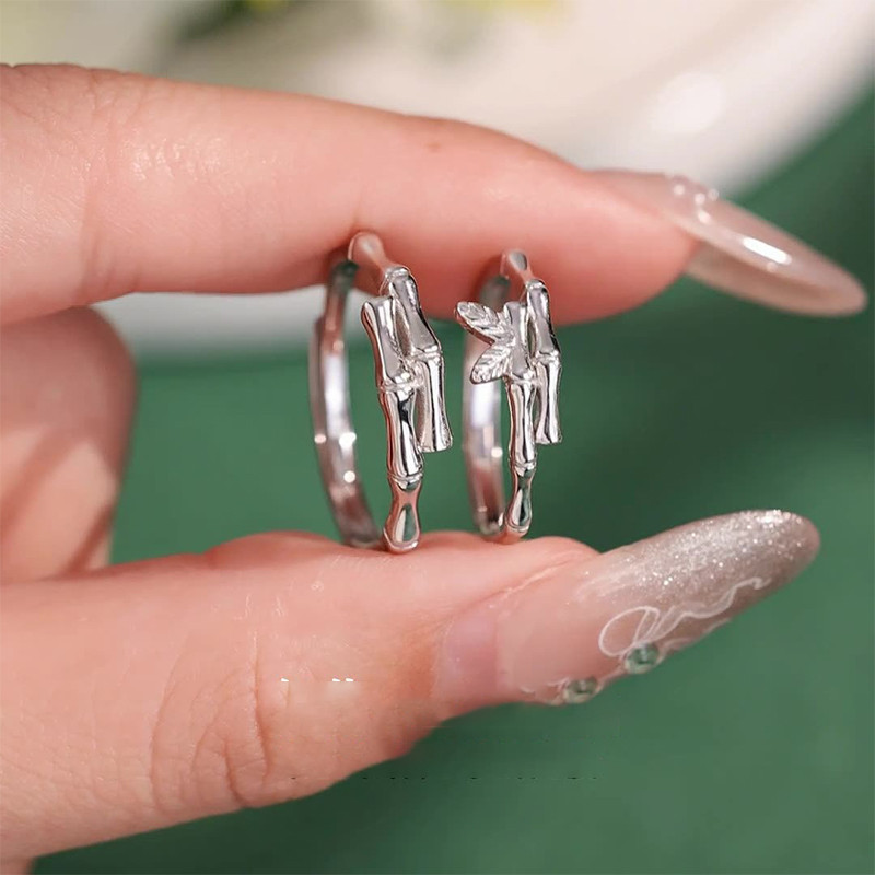 Nhẫn Cặp Đôi Tre Thời Trang, Lá Tre, Quà Tặng Ngày Lễ Cho Nam và Nữ
