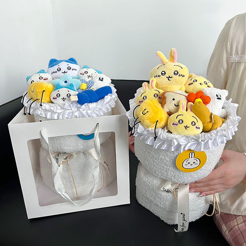 Chiikawa Usagi Hachiware Sang Trọng Hoa Bó Kawaii Mềm Nhồi Bông Sang Trọng Đồ Chơi Búp Bê Bó Hoa Trang Trí Phòng Búp Bê