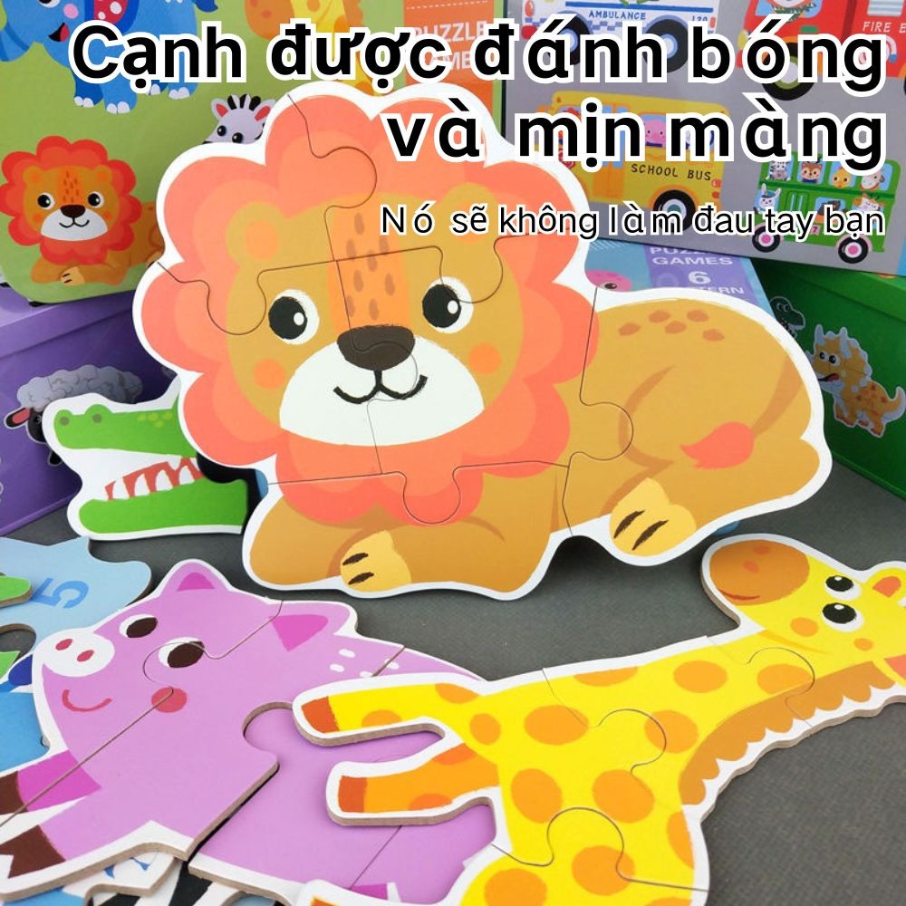 6-in-1 Puzzle Toy Kindergarten Iron Box Wood Puzzle Board Children Gift Animal Traffic