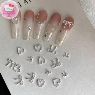Moonlights 10 Chiếc Hợp Kim Nơ Tình Yêu Móng Tay Nghệ Thuật Quyến Rũ Trang Trí 3D Kim Loại Sang Trọng Bạc Nơ Hình Trang Sức DIY Thiết Kế Làm Móng Tay Vật Dụng EN