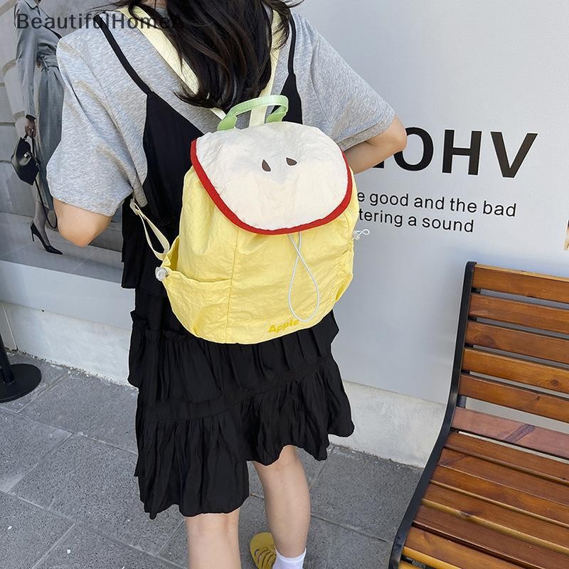 BeautifulHomeA Dopamine Màu Sắc Tương Phản Nylon Ba Lô Hình Trái Cây Dễ Thương Dây Đeo Vai Nữ Giải Trí Đi Học Túi VN