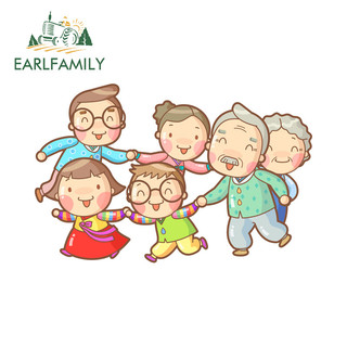 EARLFAMILY Gia Đình Tôi Chibi Dán Xe Máy Ván Trượt Vali Cá Tính JDM Vinyl Decal Chống Trầy Xước Phụ Kiện Xe Hơi