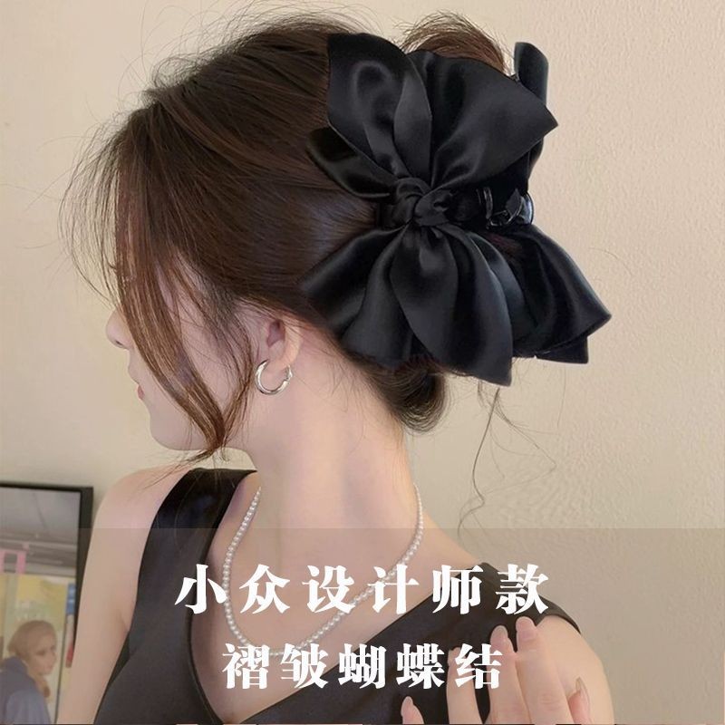 Kẹp tóc nơ khí màu đen Kẹp tóc cua lớn