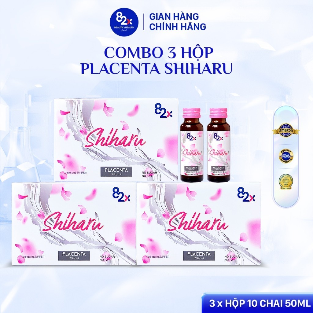 Ảnh Combo 3 Hộp Nước Uống Shiharu Placenta Đều Màu Da, Cân Bằng Nội Tiết Tố Nữ, Ổn Định Giấc Ngủ 10 lọ/Hộp 1