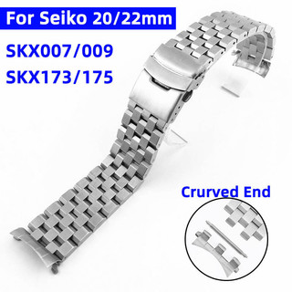 Dây đồng hồ thép không gỉ cong cho Seiko 5 SKX007/SKX009 20/22mm SKX173/SKX175 Diver nam nữ vòng tay kim loại